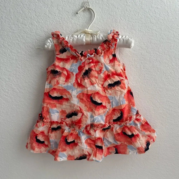Janie and Jack poppy print ruffle dress 6-12m - Picture 2 of 5